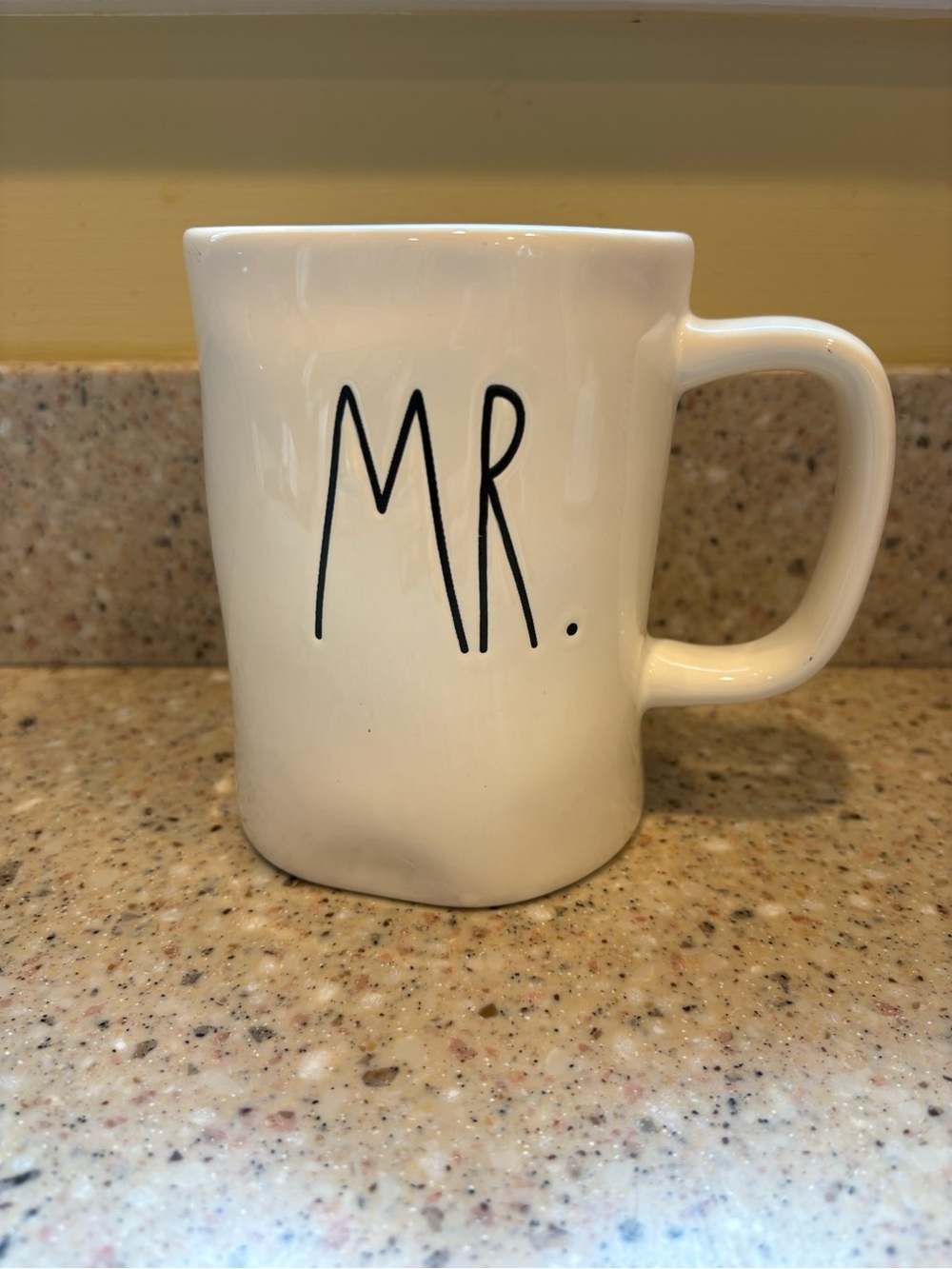 Rae Dunn by Magenta MR. Ceramic Coffee Mug - White with Black Lettering